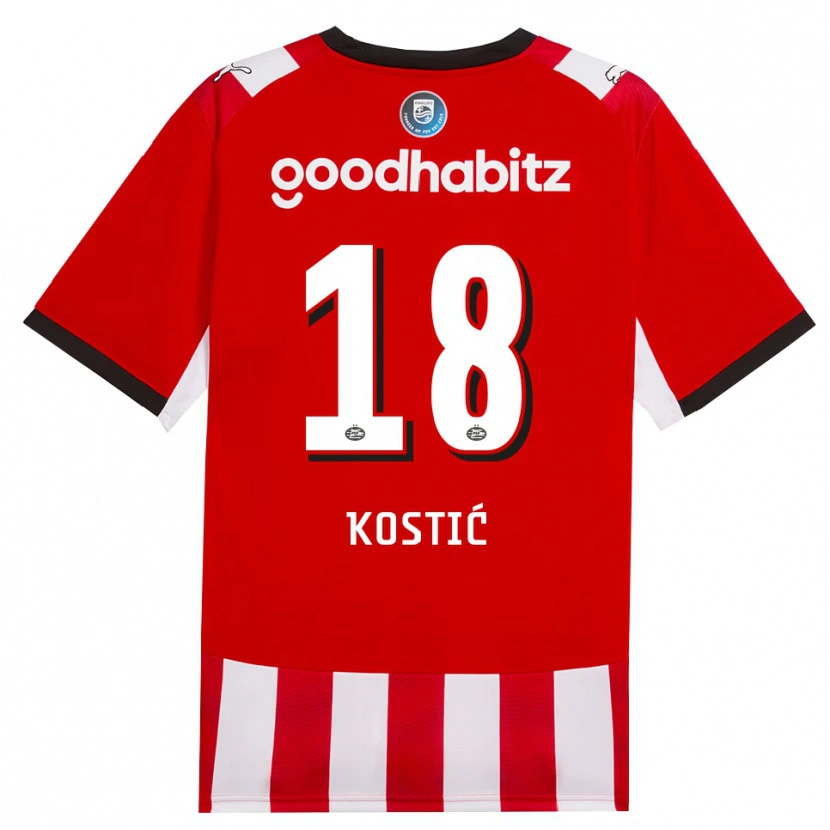 Danxen Dames Filip Kostic #18 Rood Wit Zwart Thuisshirt Thuistenue 2026/27 T-Shirt