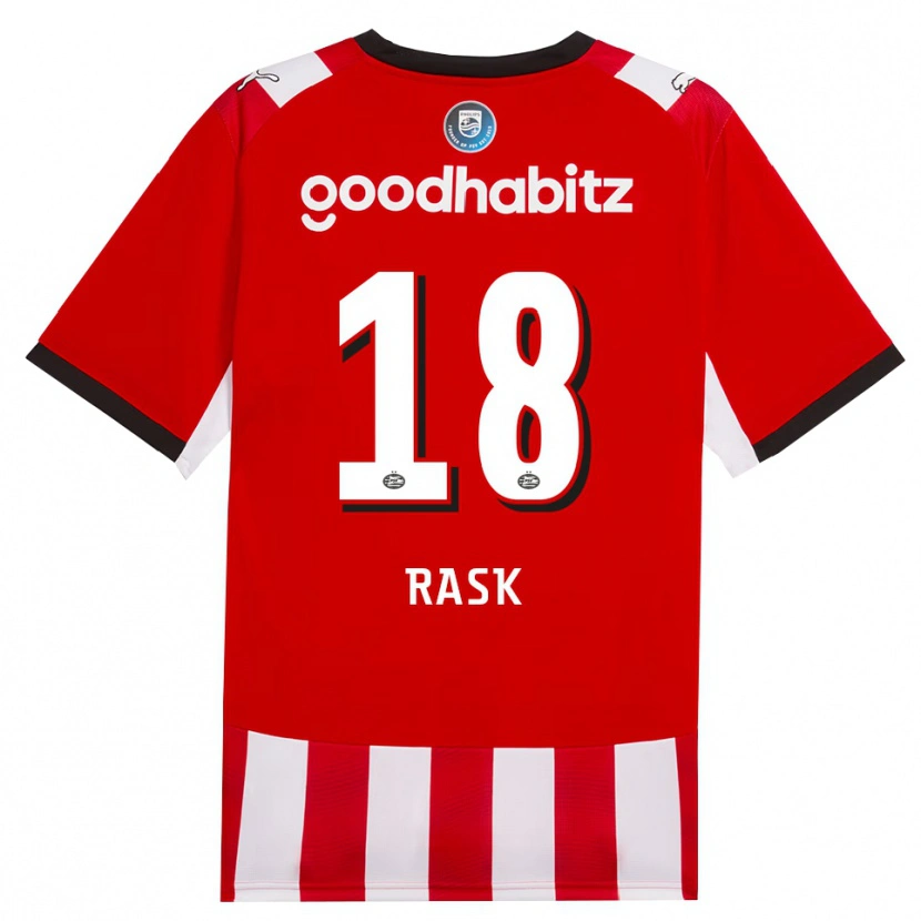 Danxen Dames Caroline Rask #18 Rood Wit Zwart Thuisshirt Thuistenue 2026/27 T-Shirt