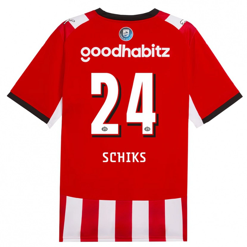 Danxen Dames Niek Schiks #24 Rood Wit Zwart Thuisshirt Thuistenue 2026/27 T-Shirt