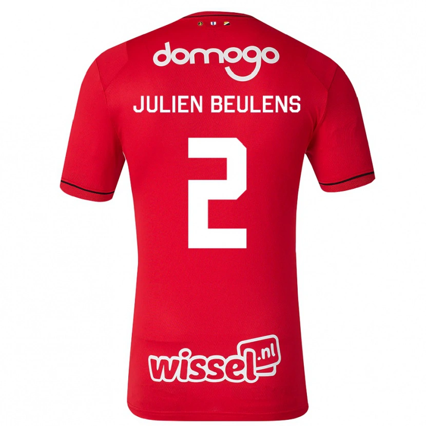 Danxen Dames Julien Beulens #2 Rood Wit Zwart Thuisshirt Thuistenue 2026/27 T-Shirt