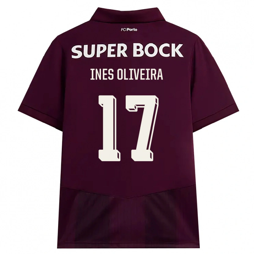 Danxen Dames Inês Oliveira #17 Bordeauxrood Wit Uitshirt Uittenue 2026/27 T-Shirt