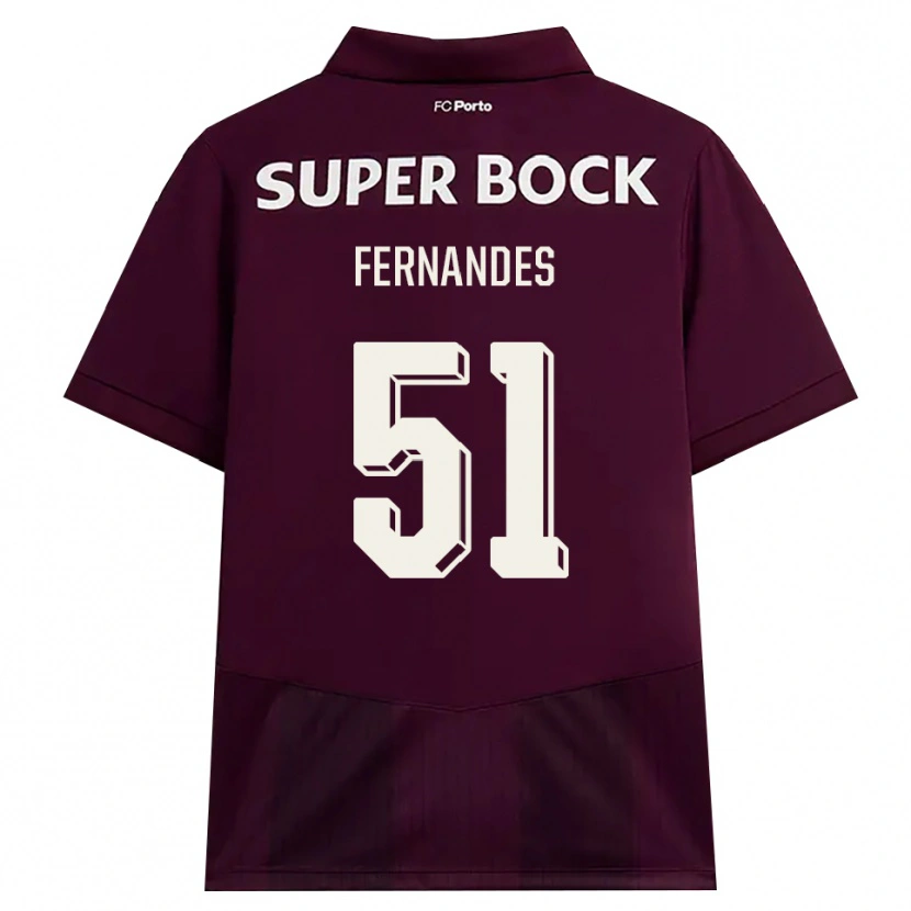 Danxen Dames Diogo Fernandes #51 Bordeauxrood Wit Uitshirt Uittenue 2026/27 T-Shirt