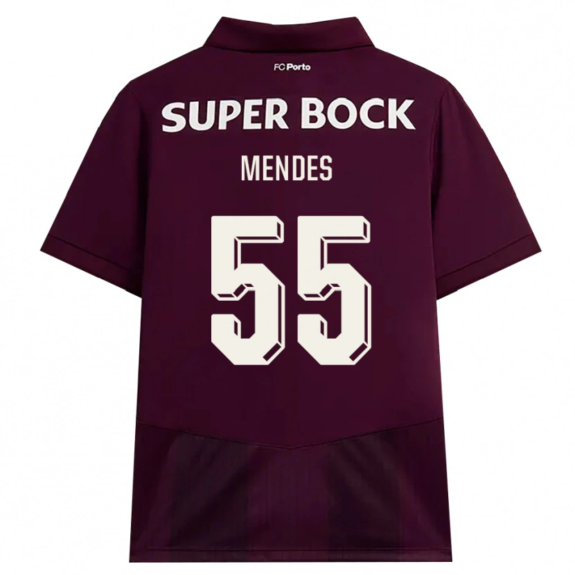 Danxen Dames Joao Mendes #55 Bordeauxrood Wit Uitshirt Uittenue 2026/27 T-Shirt