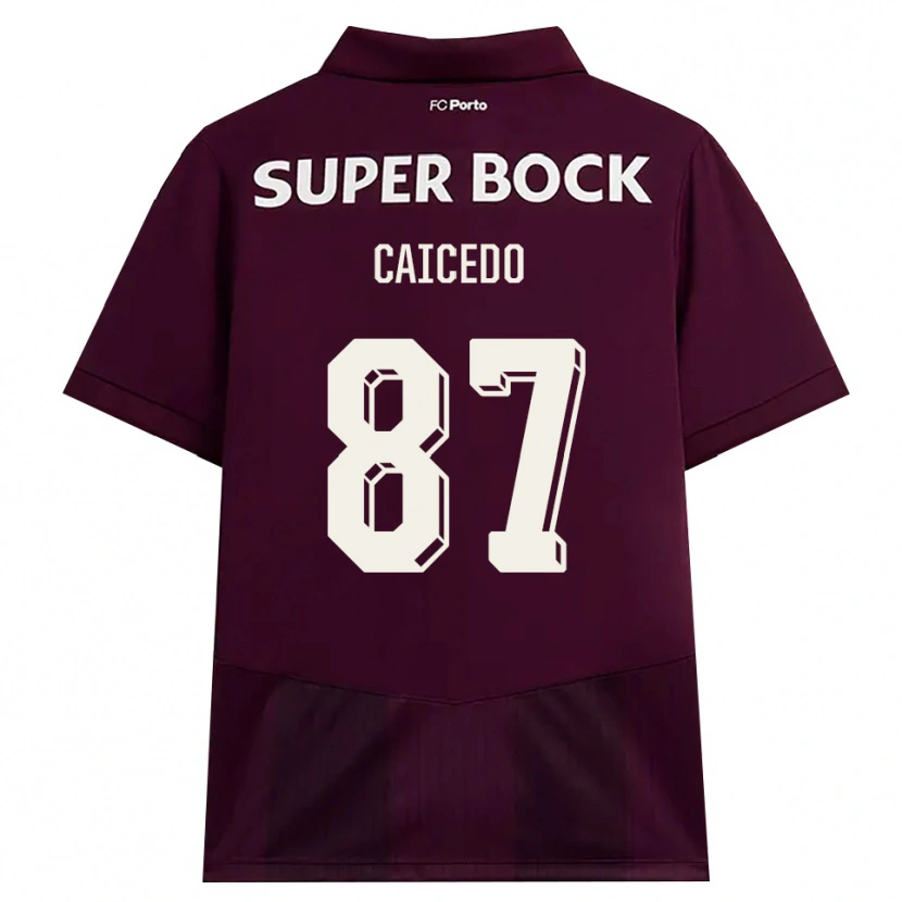 Danxen Dames Brayan Caicedo #87 Bordeauxrood Wit Uitshirt Uittenue 2026/27 T-Shirt