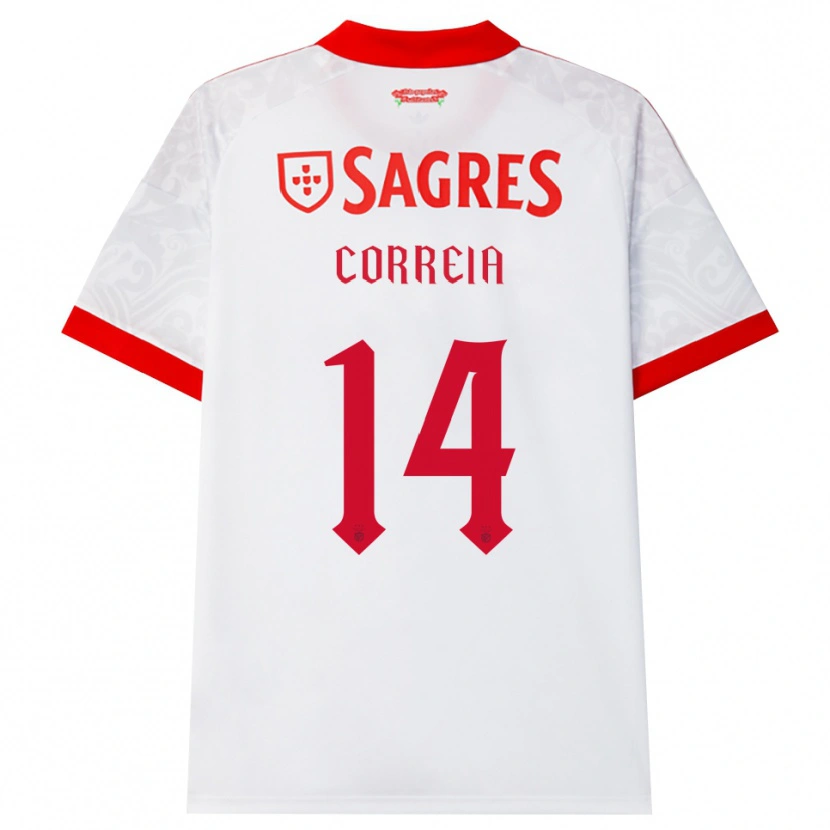 Danxen Dames Rúben Correia #14 Wit Rood Geel Uitshirt Uittenue 2026/27 T-Shirt
