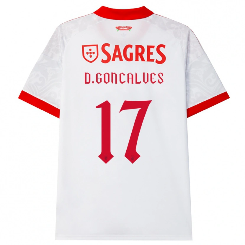 Danxen Dames Diogo Goncalves #17 Wit Rood Geel Uitshirt Uittenue 2026/27 T-Shirt