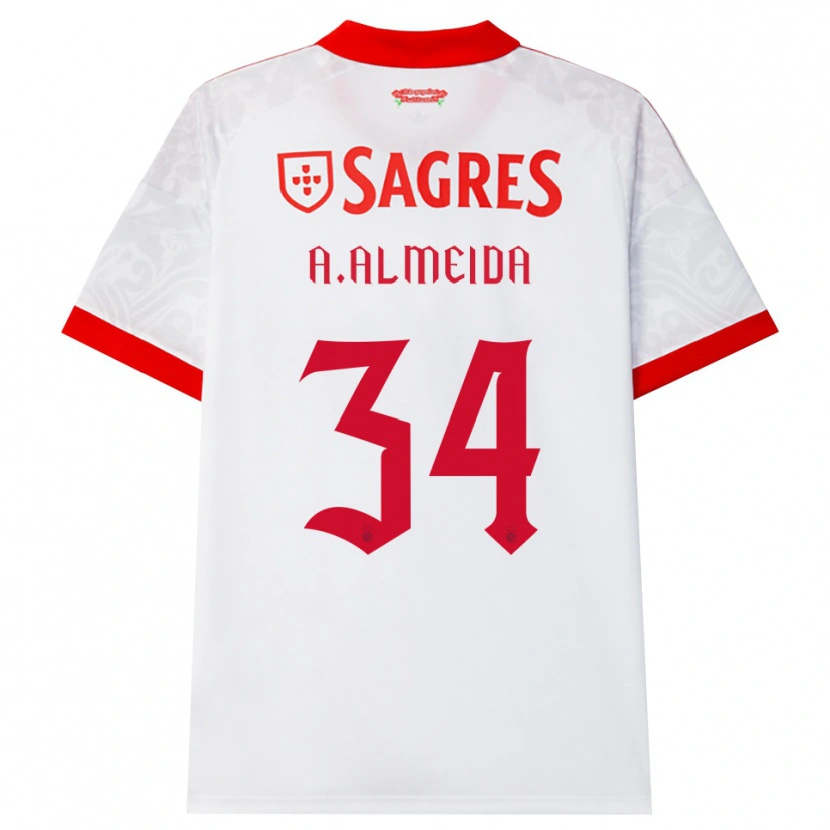 Danxen Dames Andre Almeida #34 Wit Rood Geel Uitshirt Uittenue 2026/27 T-Shirt