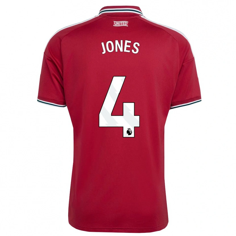 Danxen Kinderen Phil Jones #4 Rood Geel Wit Thuisshirt Thuistenue 2026/27 T-Shirt