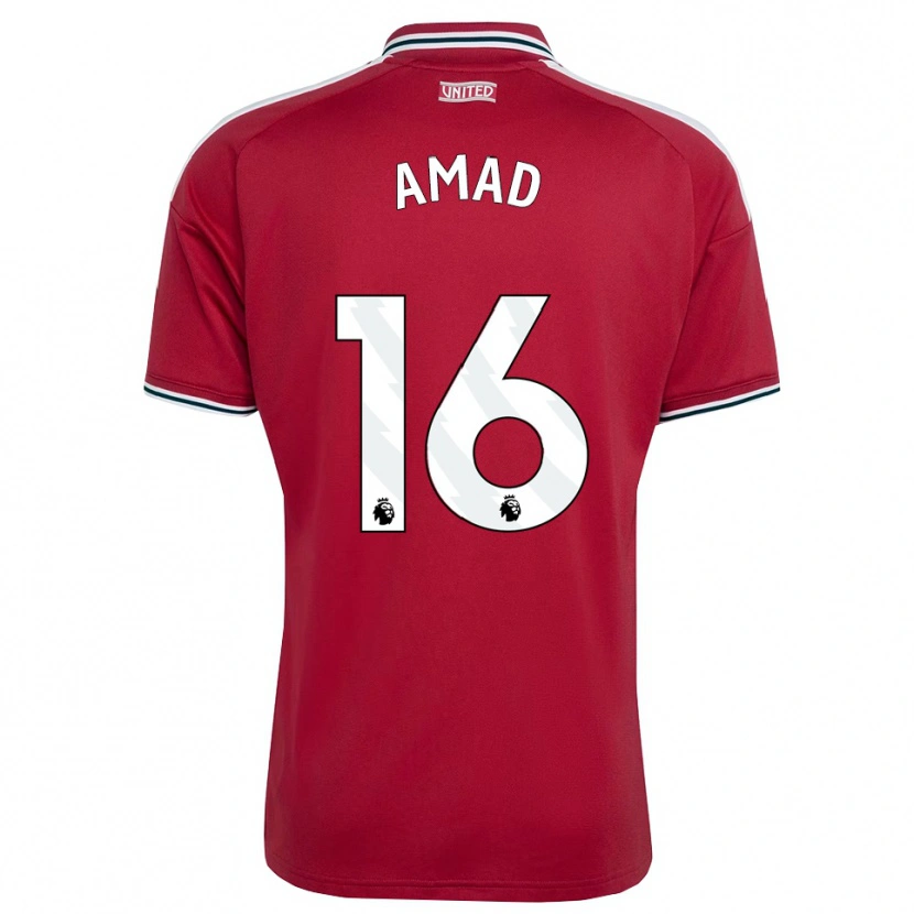 Danxen Kinderen Amad Diallo #16 Rood Geel Wit Thuisshirt Thuistenue 2026/27 T-Shirt