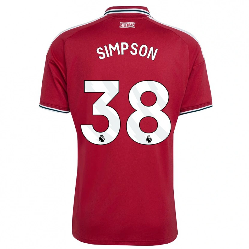 Danxen Kinderen Jess Simpson #38 Rood Geel Wit Thuisshirt Thuistenue 2026/27 T-Shirt