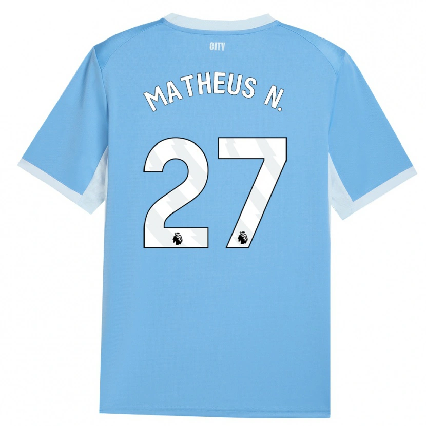 Danxen Kinderen Matheus Nunes #27 Licht Hemelsblauw Wit Thuisshirt Thuistenue 2026/27 T-Shirt
