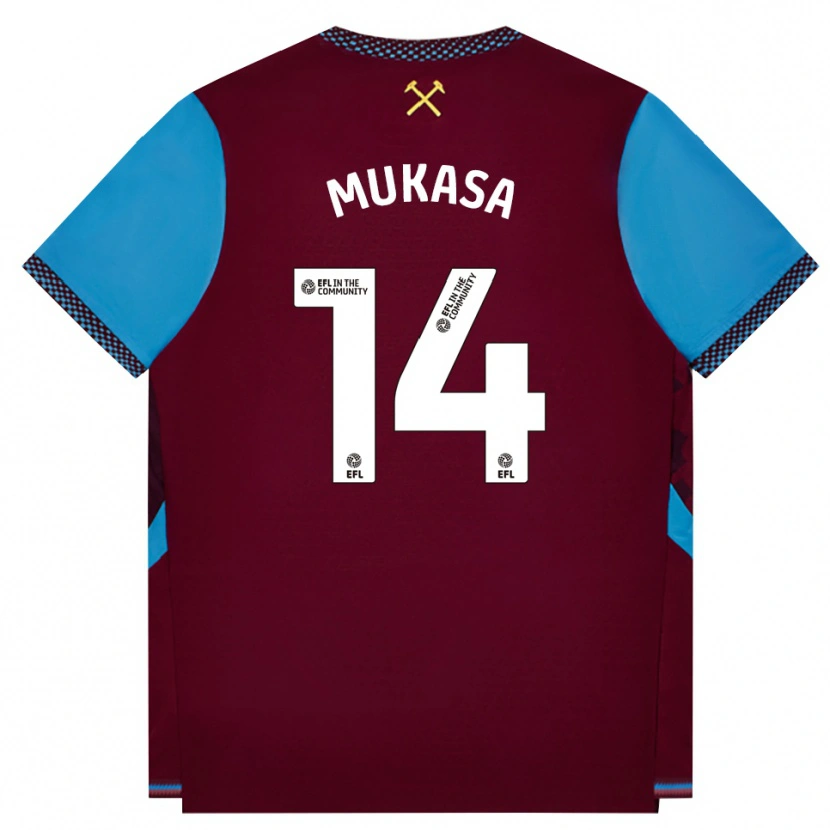 Danxen Kinderen Divine Mukasa #14 Bordeaux Korenbloemblauw Thuisshirt Thuistenue 2026/27 T-Shirt