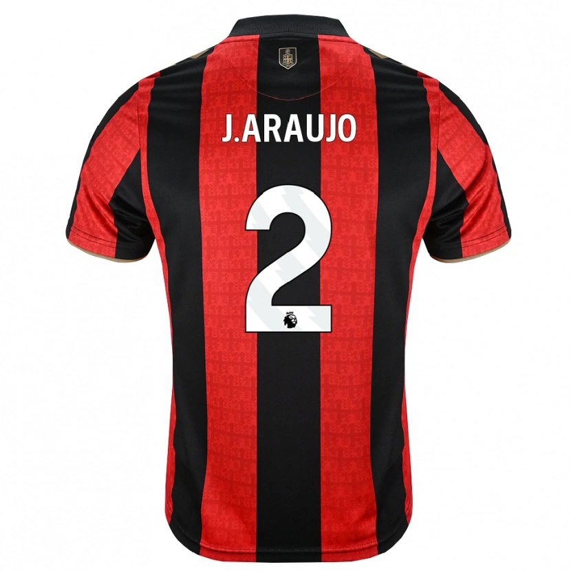 Danxen Kinderen Julián Araujo #2 Goudgeel Rood Zwart Thuisshirt Thuistenue 2026/27 T-Shirt