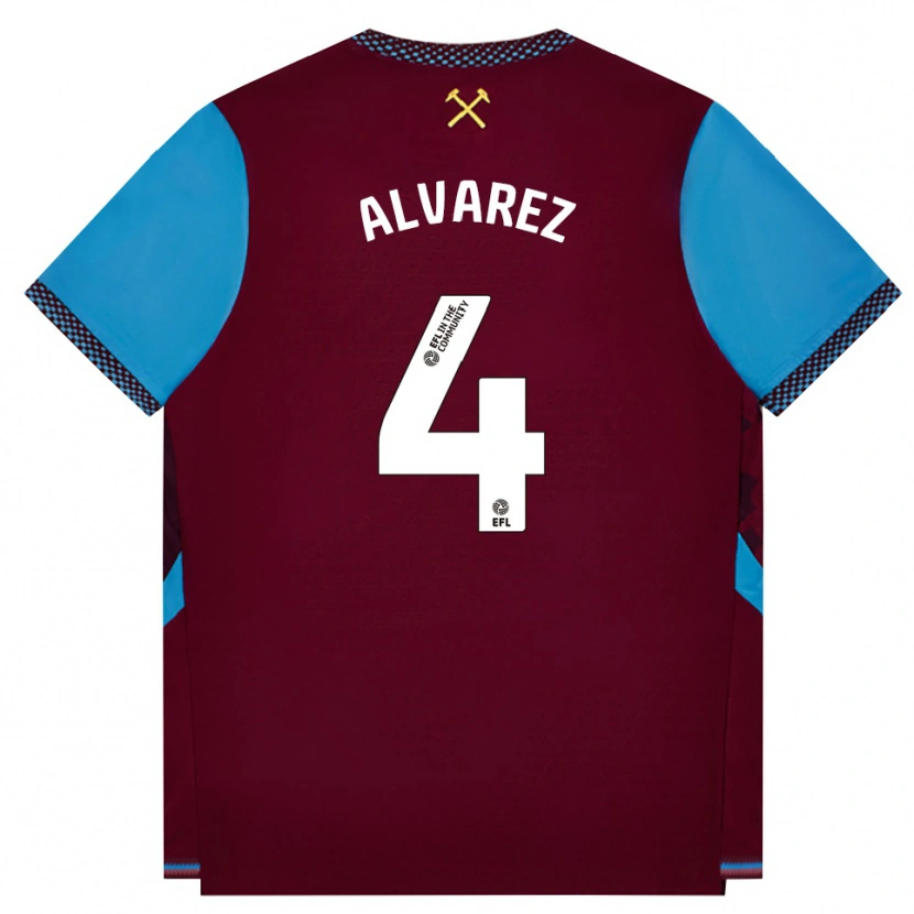 Danxen Kinderen Edson Álvarez #4 Bordeaux Korenbloemblauw Thuisshirt Thuistenue 2026/27 T-Shirt