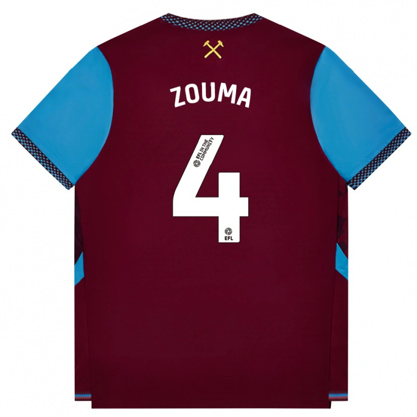 Danxen Kinderen Kurt Zouma #4 Bordeaux Korenbloemblauw Thuisshirt Thuistenue 2026/27 T-Shirt