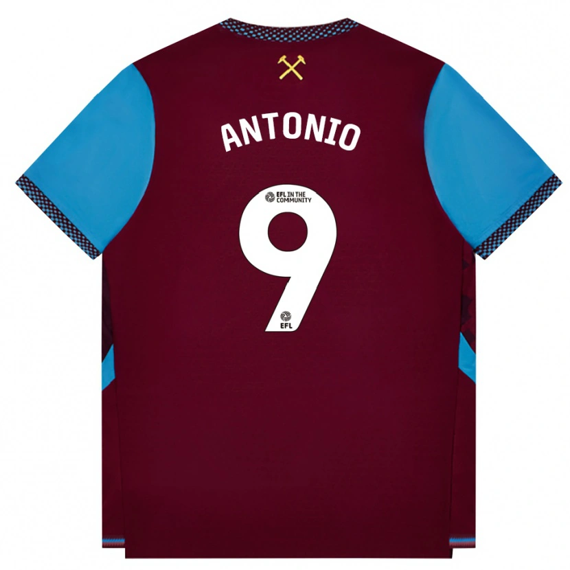 Danxen Kinderen Michail Antonio #9 Bordeaux Korenbloemblauw Thuisshirt Thuistenue 2026/27 T-Shirt