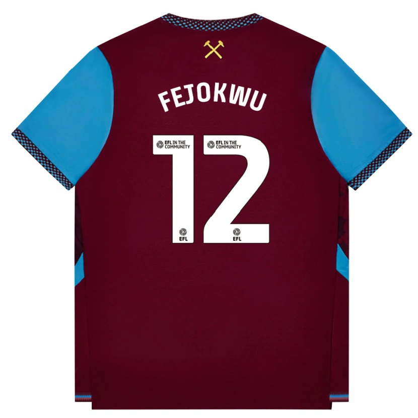 Danxen Kinderen Emmanuel Fejokwu #12 Bordeaux Korenbloemblauw Thuisshirt Thuistenue 2026/27 T-Shirt