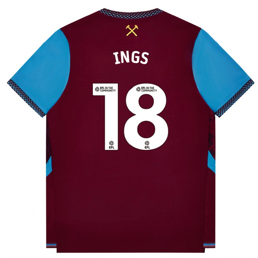 Danxen Kinderen Danny Ings #18 Bordeaux Korenbloemblauw Thuisshirt Thuistenue 2026/27 T-Shirt