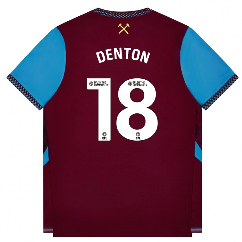 Danxen Kinderen Anouk Denton #18 Bordeaux Korenbloemblauw Thuisshirt Thuistenue 2026/27 T-Shirt