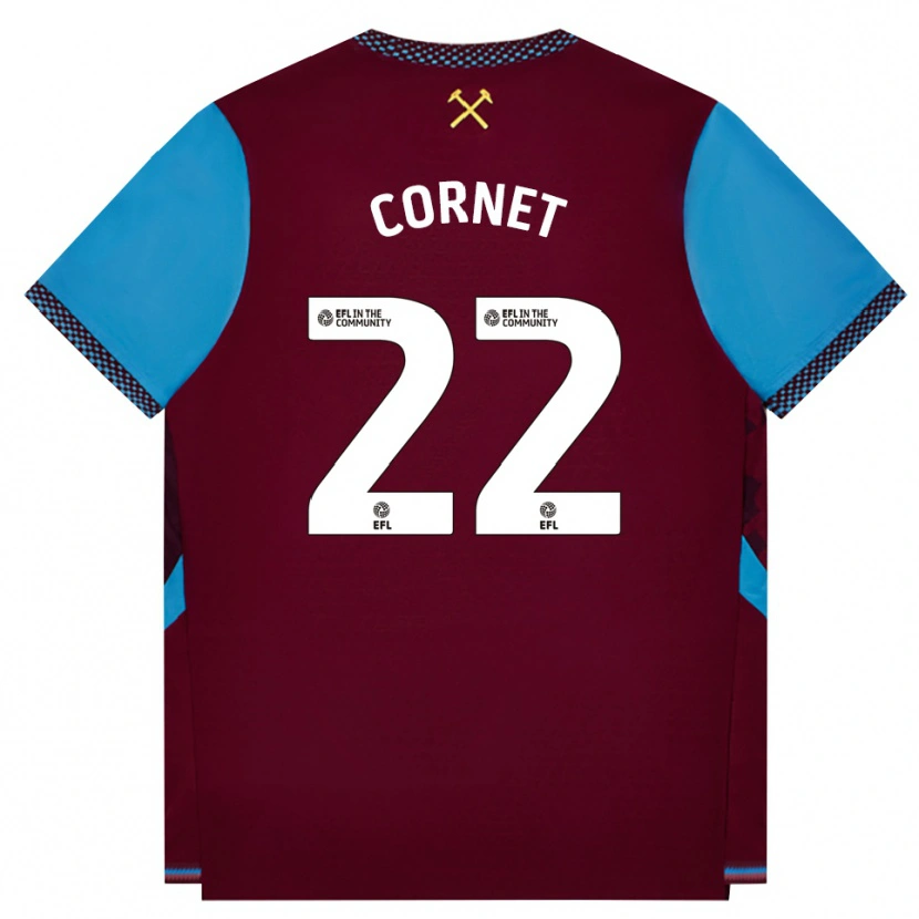 Danxen Kinderen Maxwel Cornet #22 Bordeaux Korenbloemblauw Thuisshirt Thuistenue 2026/27 T-Shirt