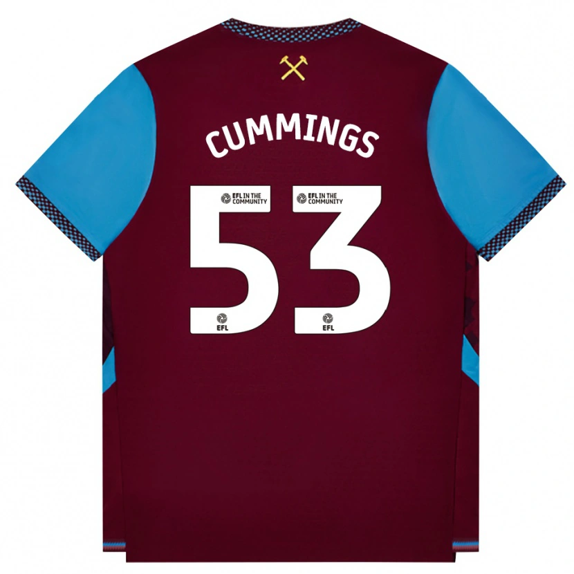 Danxen Kinderen Daniel Cummings #53 Bordeaux Korenbloemblauw Thuisshirt Thuistenue 2026/27 T-Shirt