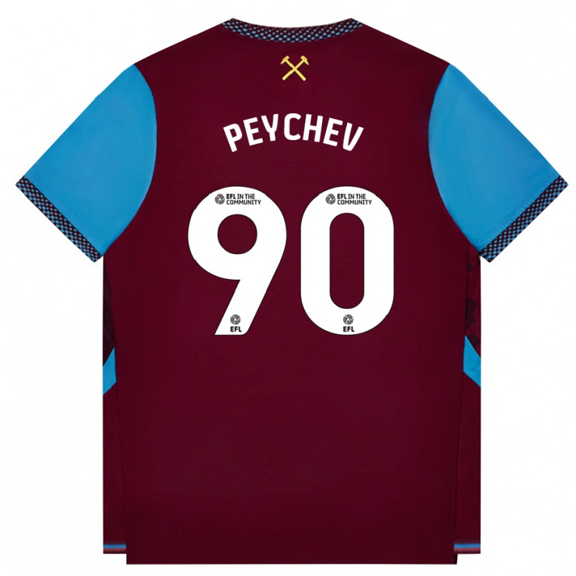 Danxen Kinderen Martin Peychev #90 Bordeaux Korenbloemblauw Thuisshirt Thuistenue 2026/27 T-Shirt