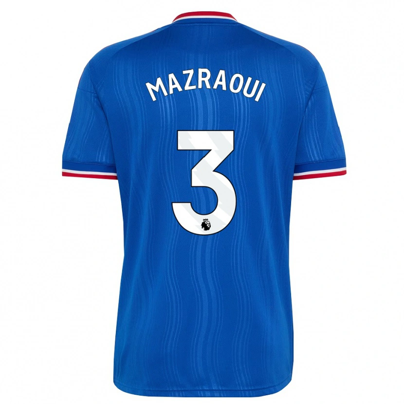 Danxen Kinderen Noussair Mazraoui #3 Blauw Wit Rood Uitshirt Uittenue 2026/27 T-Shirt
