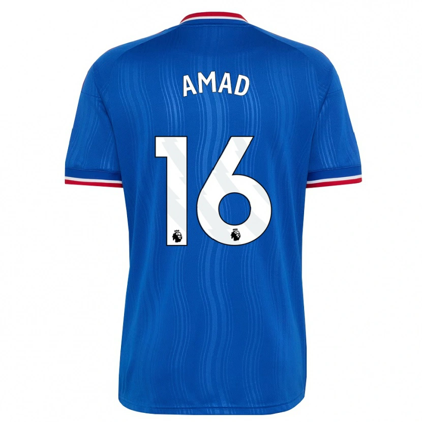 Danxen Kinderen Amad Diallo #16 Blauw Wit Rood Uitshirt Uittenue 2026/27 T-Shirt