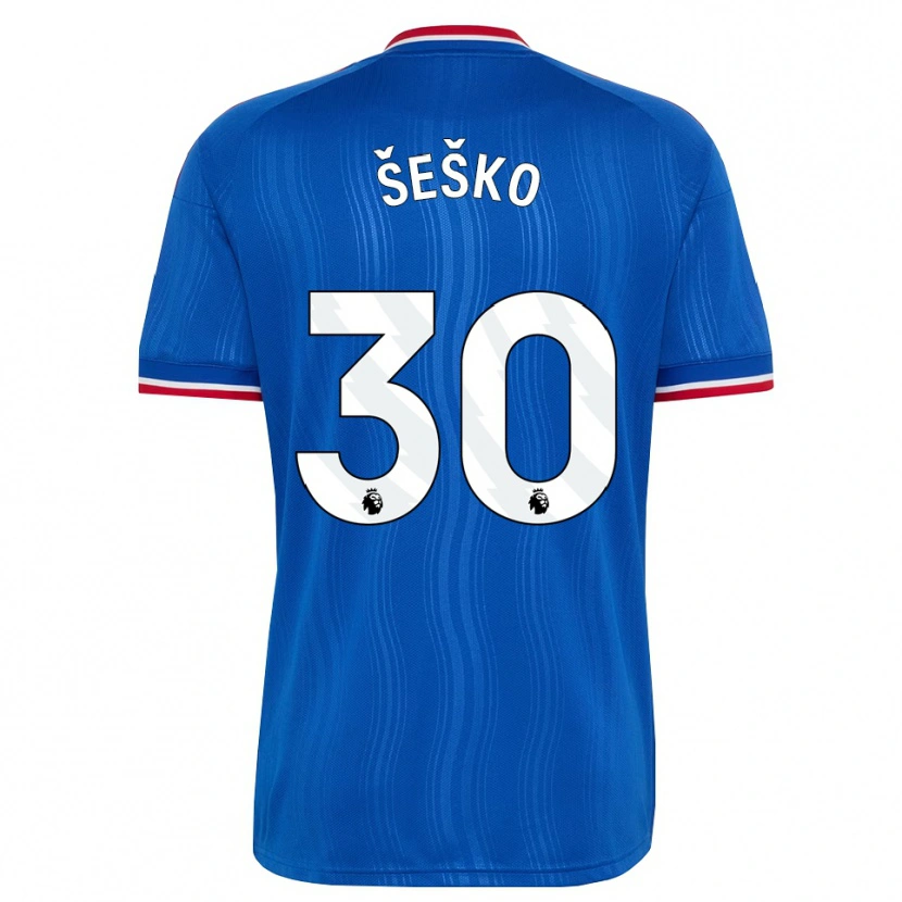 Danxen Kinderen Benjamin Sesko #30 Blauw Wit Rood Uitshirt Uittenue 2026/27 T-Shirt
