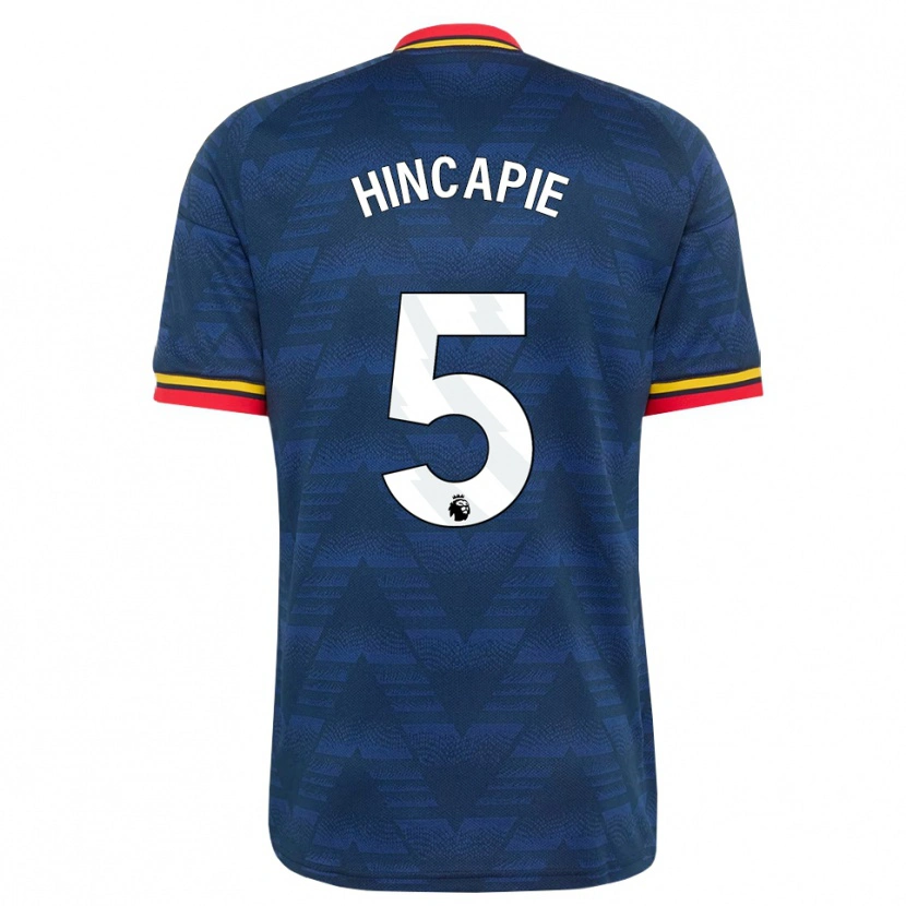 Danxen Kinderen Piero Hincapié #5 Middernachtblauw Geel Rood Uitshirt Uittenue 2026/27 T-Shirt