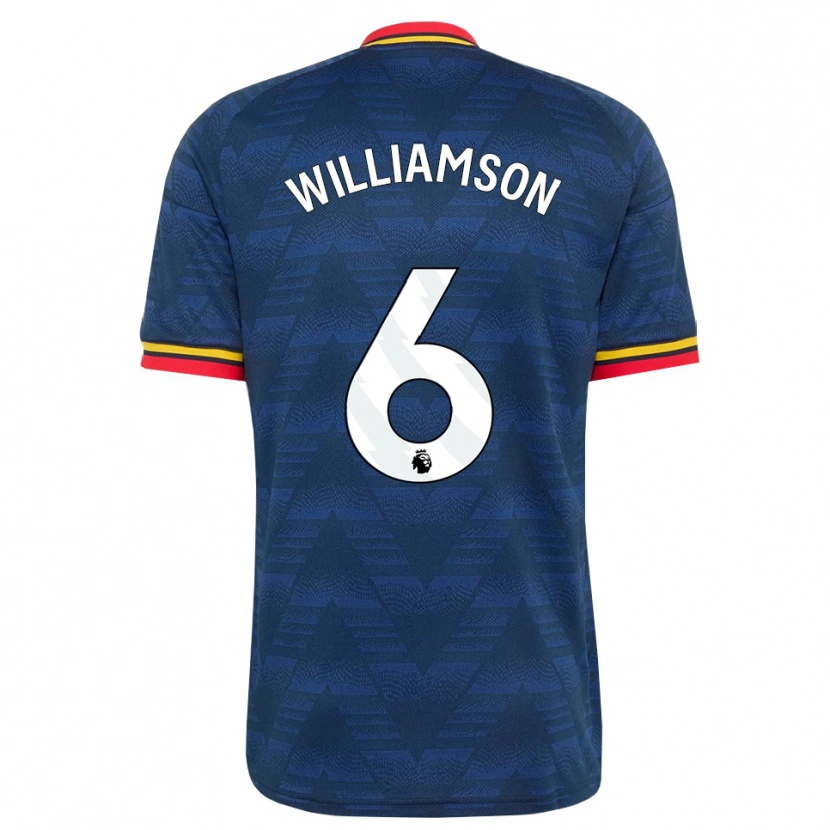 Danxen Kinderen Leah Williamson #6 Middernachtblauw Geel Rood Uitshirt Uittenue 2026/27 T-Shirt