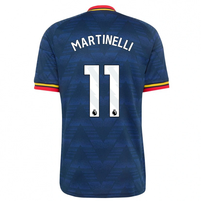 Danxen Kinderen Gabriel Martinelli #11 Middernachtblauw Geel Rood Uitshirt Uittenue 2026/27 T-Shirt