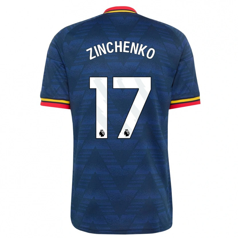Danxen Kinderen Oleksandr Zinchenko #17 Middernachtblauw Geel Rood Uitshirt Uittenue 2026/27 T-Shirt