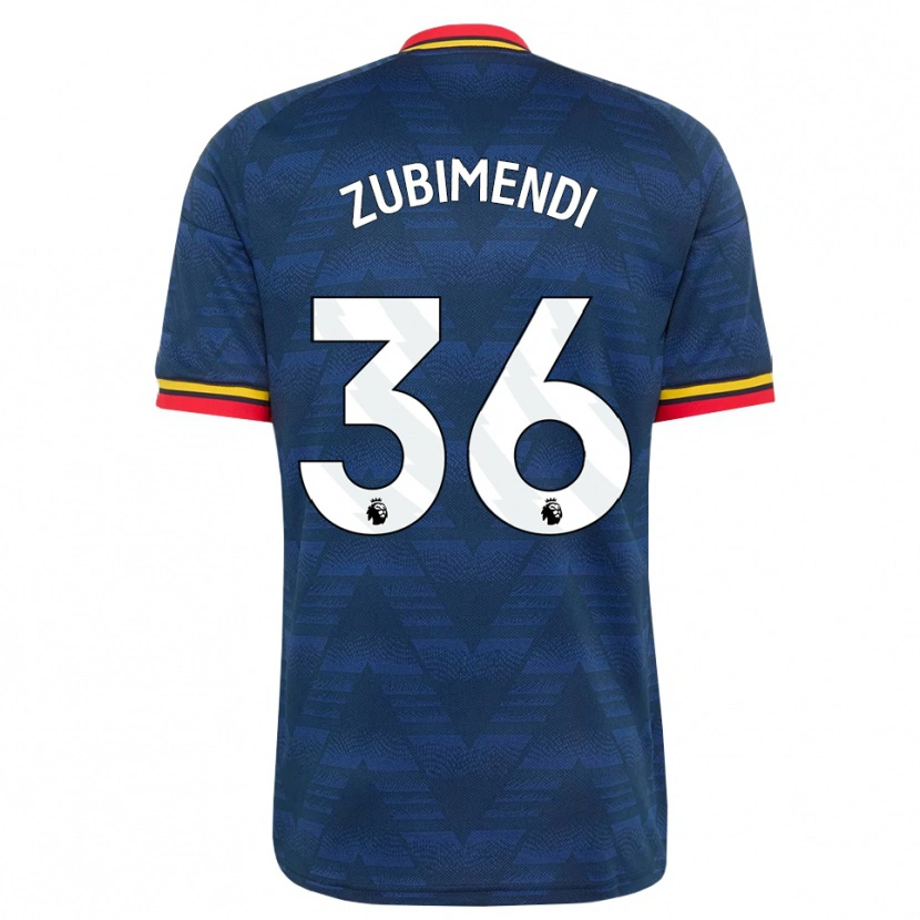 Danxen Kinderen Martín Zubimendi #36 Middernachtblauw Geel Rood Uitshirt Uittenue 2026/27 T-Shirt