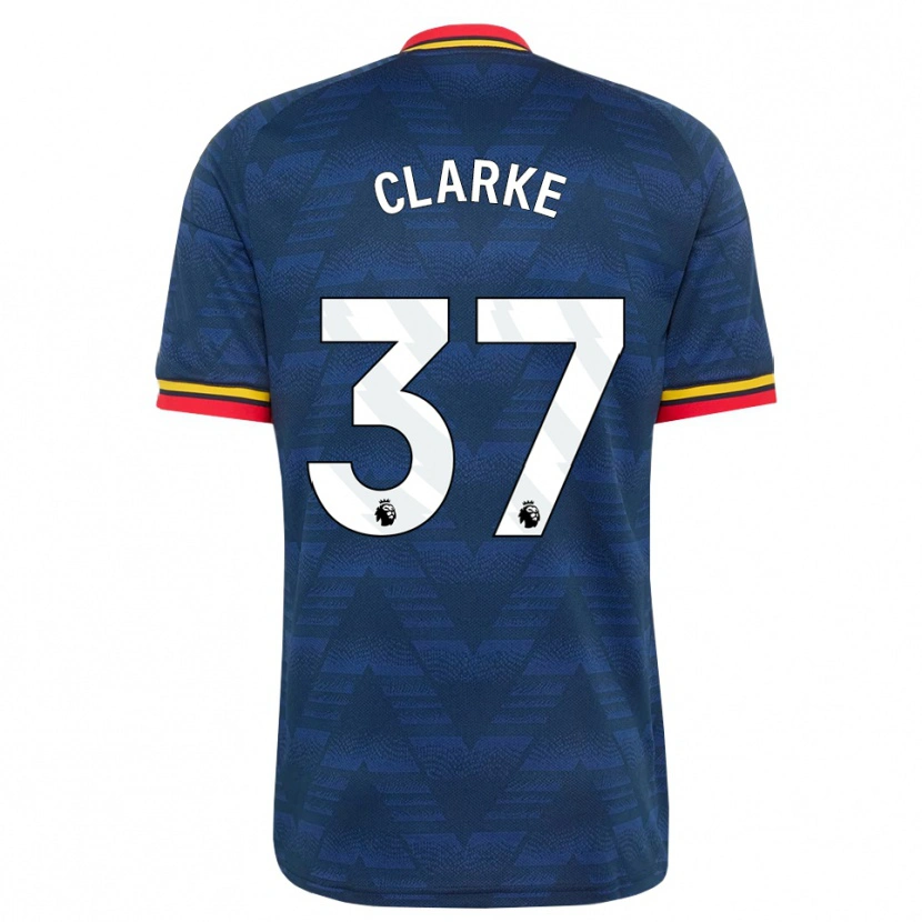 Danxen Kinderen Brayden Clarke #37 Middernachtblauw Geel Rood Uitshirt Uittenue 2026/27 T-Shirt