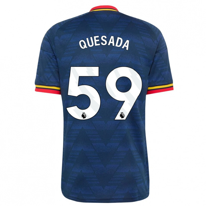 Danxen Kinderen Elián Quesada #59 Middernachtblauw Geel Rood Uitshirt Uittenue 2026/27 T-Shirt