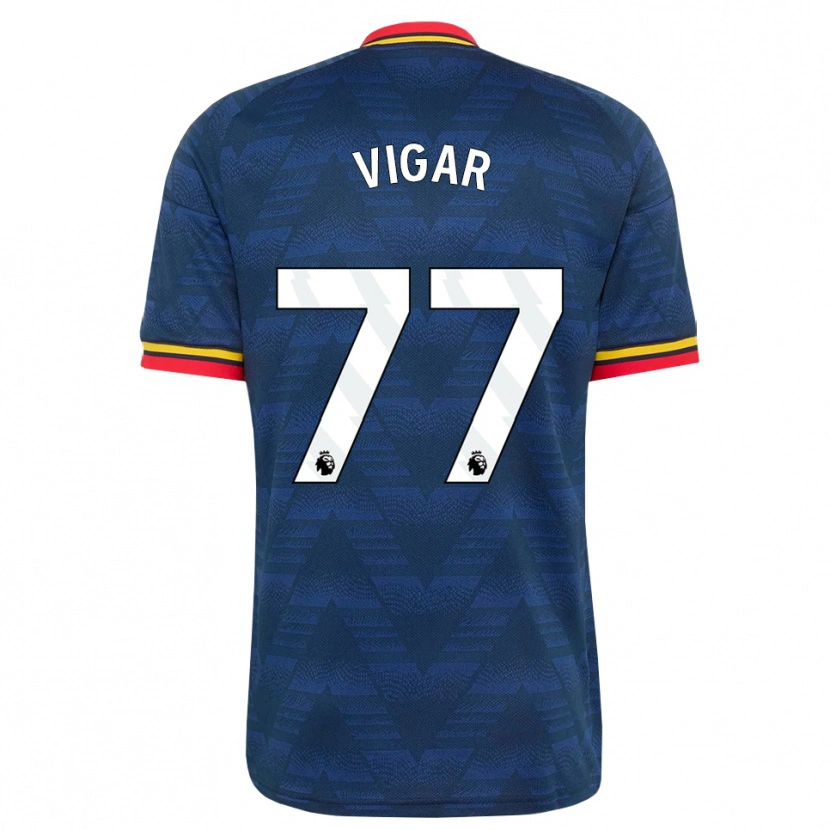 Danxen Kinderen Billy Vigar #77 Middernachtblauw Geel Rood Uitshirt Uittenue 2026/27 T-Shirt