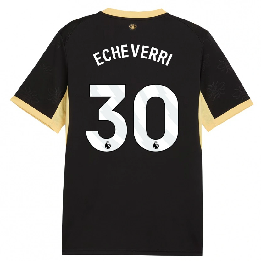 Danxen Kinderen Claudio Echeverri #30 Zwart Geel Uitshirt Uittenue 2026/27 T-Shirt