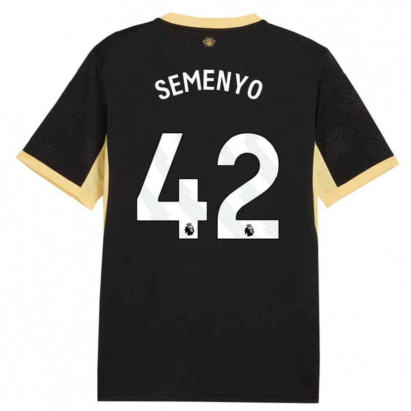 Danxen Kinderen Antoine Semenyo #42 Zwart Geel Uitshirt Uittenue 2026/27 T-Shirt