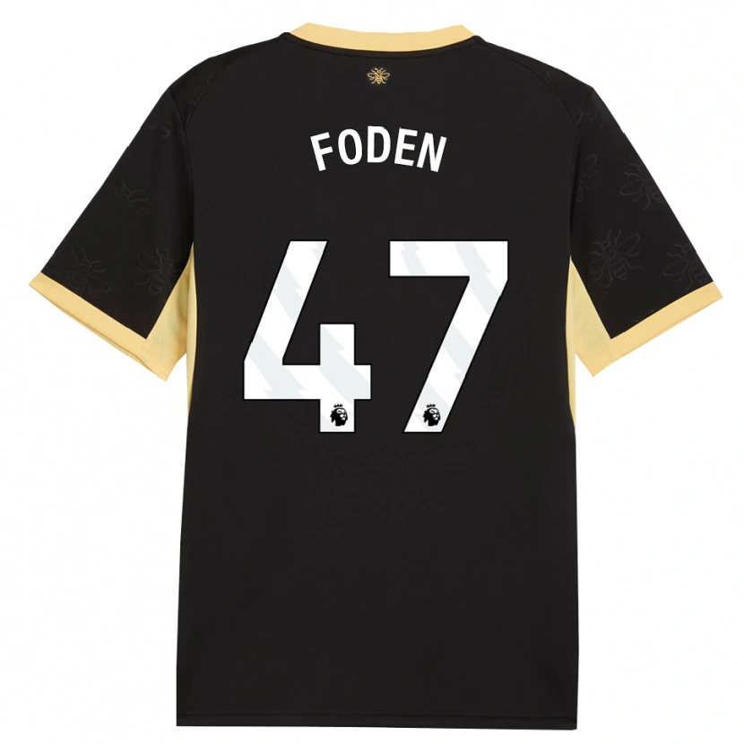 Danxen Kinderen Phil Foden #47 Zwart Geel Uitshirt Uittenue 2026/27 T-Shirt