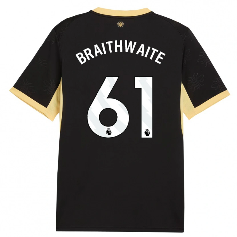 Danxen Kinderen Kaden Braithwaite #61 Zwart Geel Uitshirt Uittenue 2026/27 T-Shirt