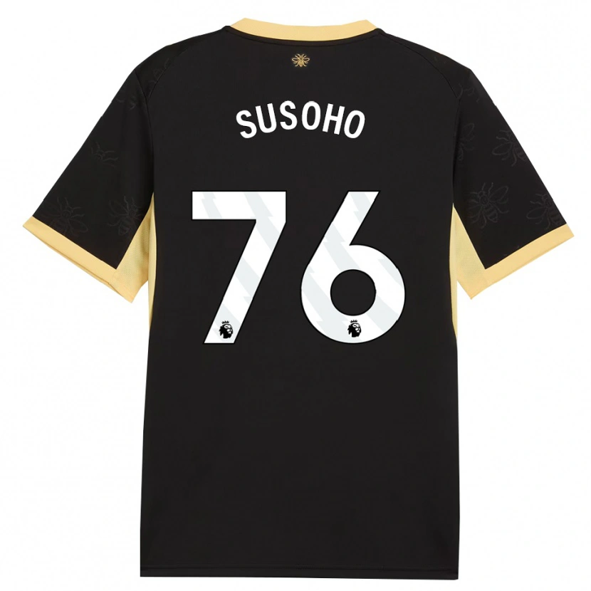 Danxen Kinderen Mahamadou Susoho #76 Zwart Geel Uitshirt Uittenue 2026/27 T-Shirt