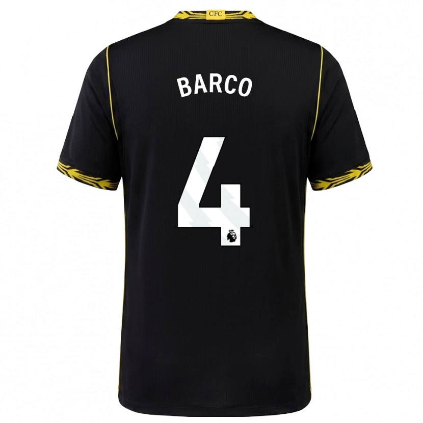 Danxen Kinderen Valentín Barco #4 Zwart Geel Uitshirt Uittenue 2026/27 T-Shirt