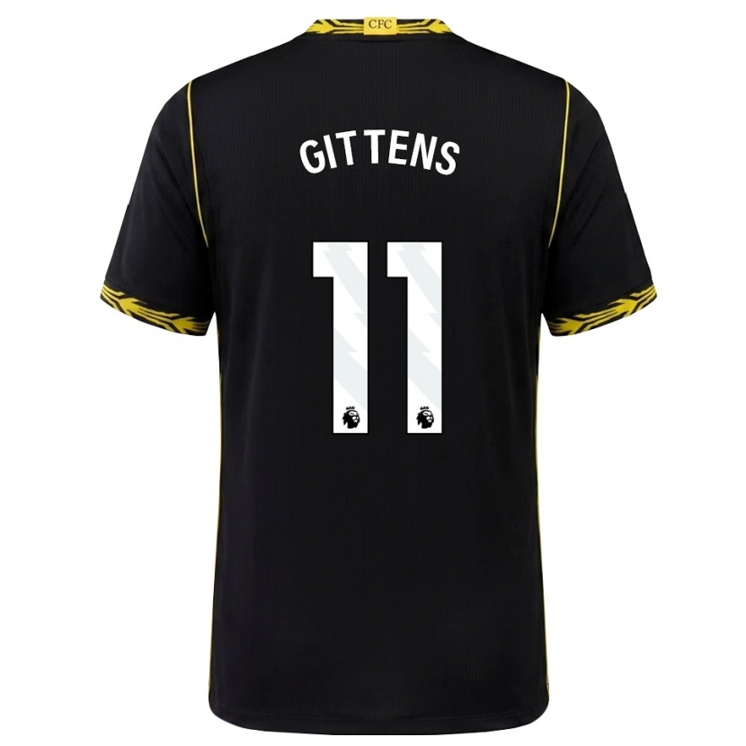 Danxen Kinderen Jamie Gittens #11 Zwart Geel Uitshirt Uittenue 2026/27 T-Shirt