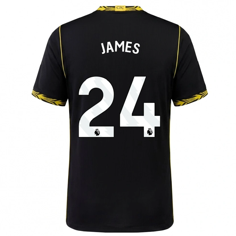 Danxen Kinderen Reece James #24 Zwart Geel Uitshirt Uittenue 2026/27 T-Shirt