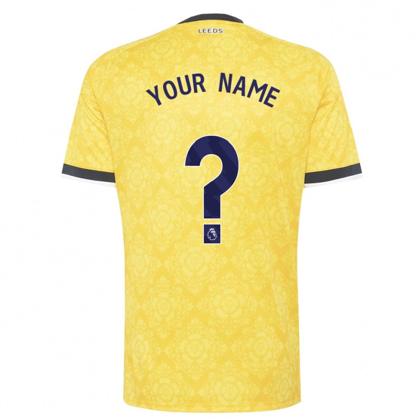 Danxen Kinderen Uw Naam #0 Geel Wit Zwart Uitshirt Uittenue 2026/27 T-Shirt