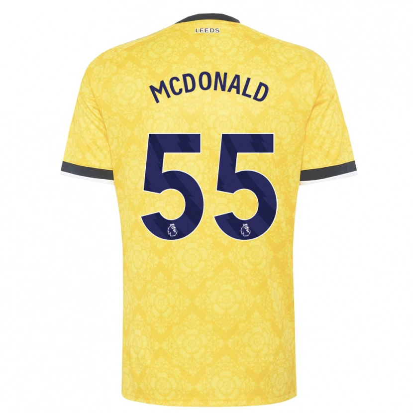 Danxen Kinderen Josh Mcdonald #55 Geel Wit Zwart Uitshirt Uittenue 2026/27 T-Shirt