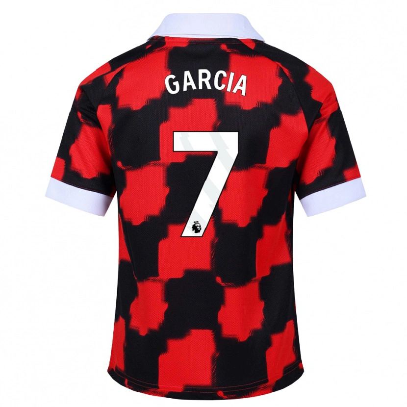 Danxen Kinderen Gonzalo García #7 Rood Wit Zwart Uitshirt Uittenue 2026/27 T-Shirt