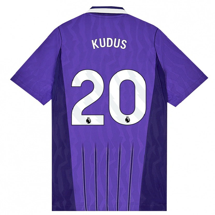 Danxen Kinderen Mohammed Kudus #20 Paars Wit Thuisshirt Derde Tenue 2026/27 T-Shirt
