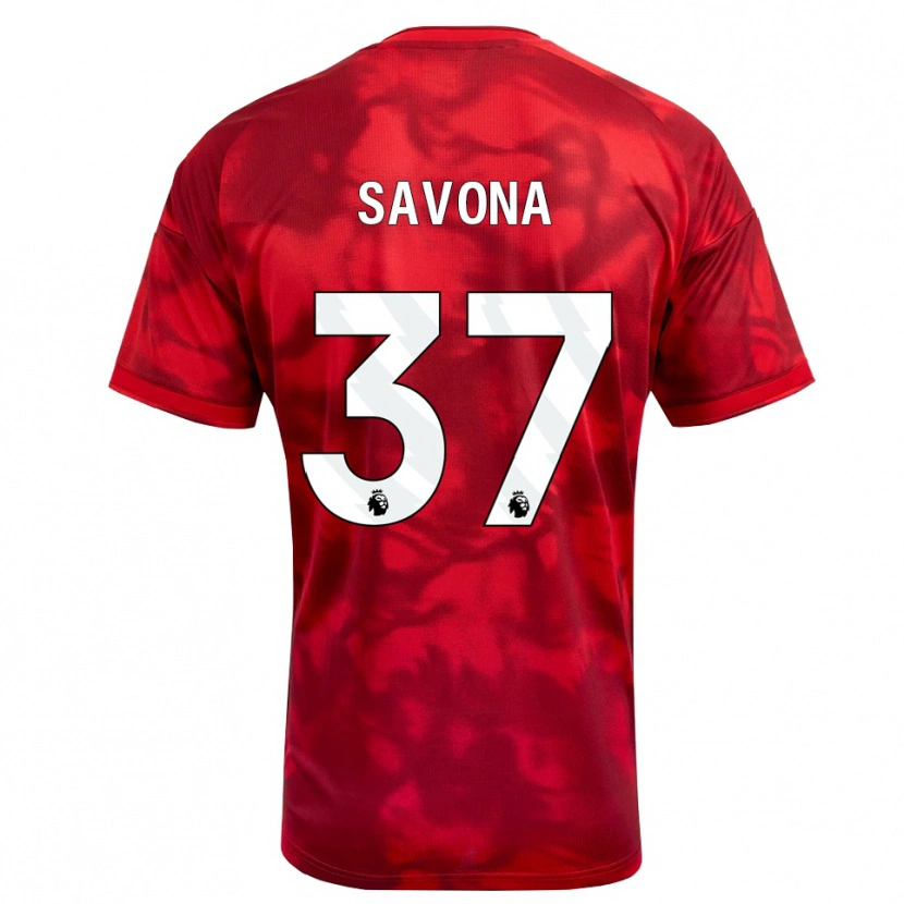 Danxen Heren Nicolò Savona #37 Krimson Wit Thuisshirt Thuistenue 2026/27 T-Shirt